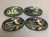 Group of Four Painted Cast Iron Farm Animal Trivets