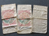 Group of Vintage Cloth Feed Sacks in Various Sizes