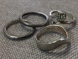 Group of Four 925 Silver Rings Total Weight is .35 oz
