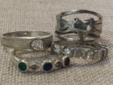 Group of Four 925 Silver Rings Total Weight .32 oz