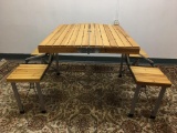Compact Folding Wood Picnic Table for Four
