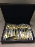 International, Stainless Steel with Gold Plating Flatware with Box