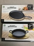 Two Piece Pacific Coast Trail Cast Iron Oval Sizzler and Fajita Pan New in Box