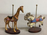 Pair of Collectible Porcelain Carousel Horses by Franklin Mint