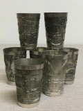 Group of 7 Pewter Souvenir Cups Made in Germany