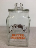 Vintage Seyfert's Original Butter Pretzel Glass Canister