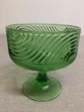 Raised Green Glass Candy Dish by E.O. Brody Co Cleveland OH