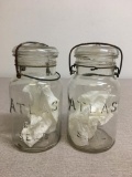 Pair of Vintage Atlas EZ Seal Locking Lid Mason Jars