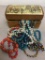 Small Wood Trinket Box w/Costume Jewelry