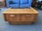 Mid Century Modern Glass Top Coffee Table w/Two Drawers on Casters