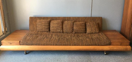 Mid Century Modern Adrian Pearsall Wood Platform Sofa w/Two Drawers