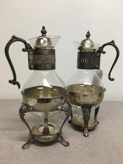 Pair of Vintage Silverplate Coffee Carafe Pots