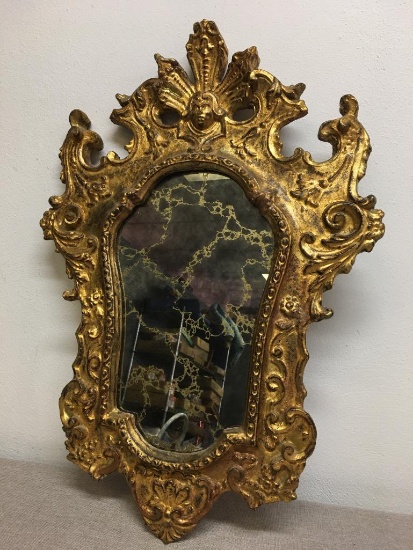 Gold Tone Wood Mirror