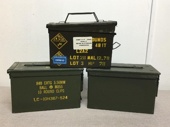 Group of Three Military Ammo Boxes