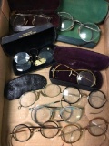 Group of Antique Eye Glasses and Cases