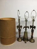 Group of Three Vintage Lamps w/Eagle Accent and Shades