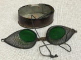 Vintage Emerald Green Glass Safety Metal Mesh Welding Goggles