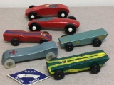 Group of Six Wood Derby Cars