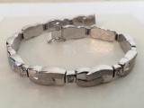 14K Italy White Gold and Diamond Bracelet Weight .49oz