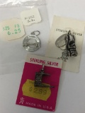 Three Small Sterling Silver Charms