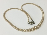 Faux Pearl Necklace w/Clasp that is Marked Sterling