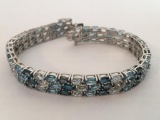 .925 Silver Multi Color Blue Stone Bracelet