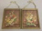 Set of Two Vintage Bamboo Style Framed Floral Prints