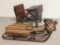 Two Doll Props Incl Wood Sled and Small Wood School Desk