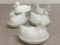 Group of Five Vintage Milk Glass Hen/Duck on a Nest