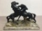 Vintage Fighting Black Stallion Statue by Continental Studios 1975