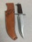 Explorer Knife w/Wood Inlay Handle and Sheath