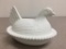 Vintage Milk Glass Hen on a Nest Candy Dish