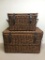 Two Nesting Wicker Travel Trunks