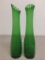 Pair of Vintage Green Swung Glass Vases