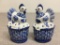 Vintage Delft Blue Hand Painted Hens On Baskets Salt & Pepper Shakers