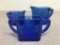 Vintage Hazel Atlas Cobalt Blue Chevron Sugar/Creamer Set