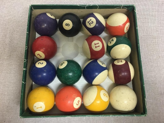 Set of Pool Balls Made in Belgium
