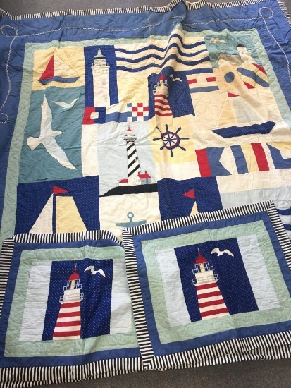 Nautical Quilt w/Two Pillow Shams