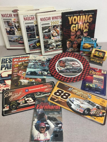 Nascar Lot Incl Books, Collector Plate, Toy Cars and More