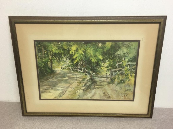 Vintage Watercolor "A Shady Lane" by Paul Sawyer