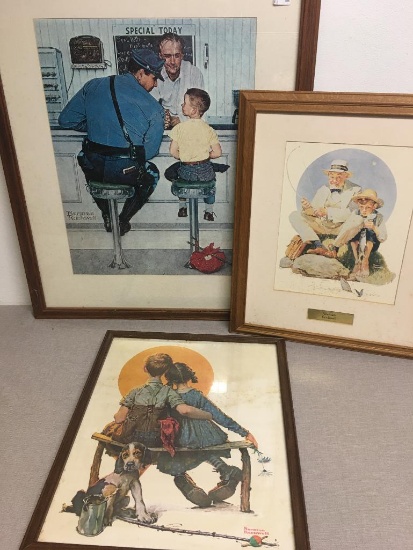 Three Framed Norman Rockwell Prints