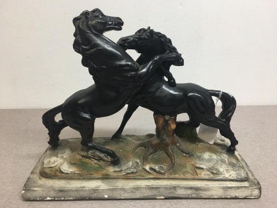 Vintage Fighting Black Stallion Statue by Continental Studios 1975