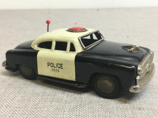 Vintage Metal Friction Police Car