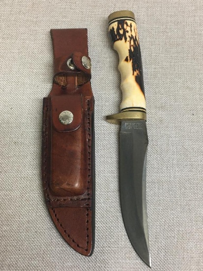 Scrade Buck Knife w/Bone Handle and Sheath