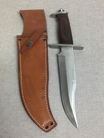 Explorer Knife w/Wood Inlay Handle and Sheath