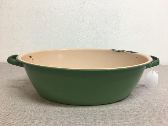 Vintage Retro Green Enamelware Pot w/No Lid
