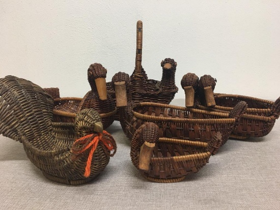 Lot of Vintage Wicker Duck Baskets