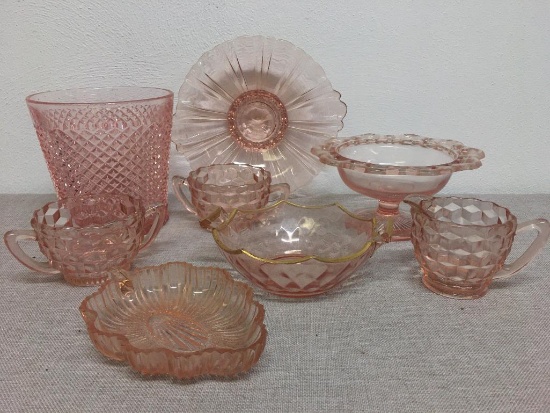 Lot of Misc Pink Depression Glass
