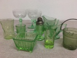 Misc Lot of Green Depression Glass Ware and More