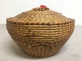 Vintage Straw Basket w/Lid